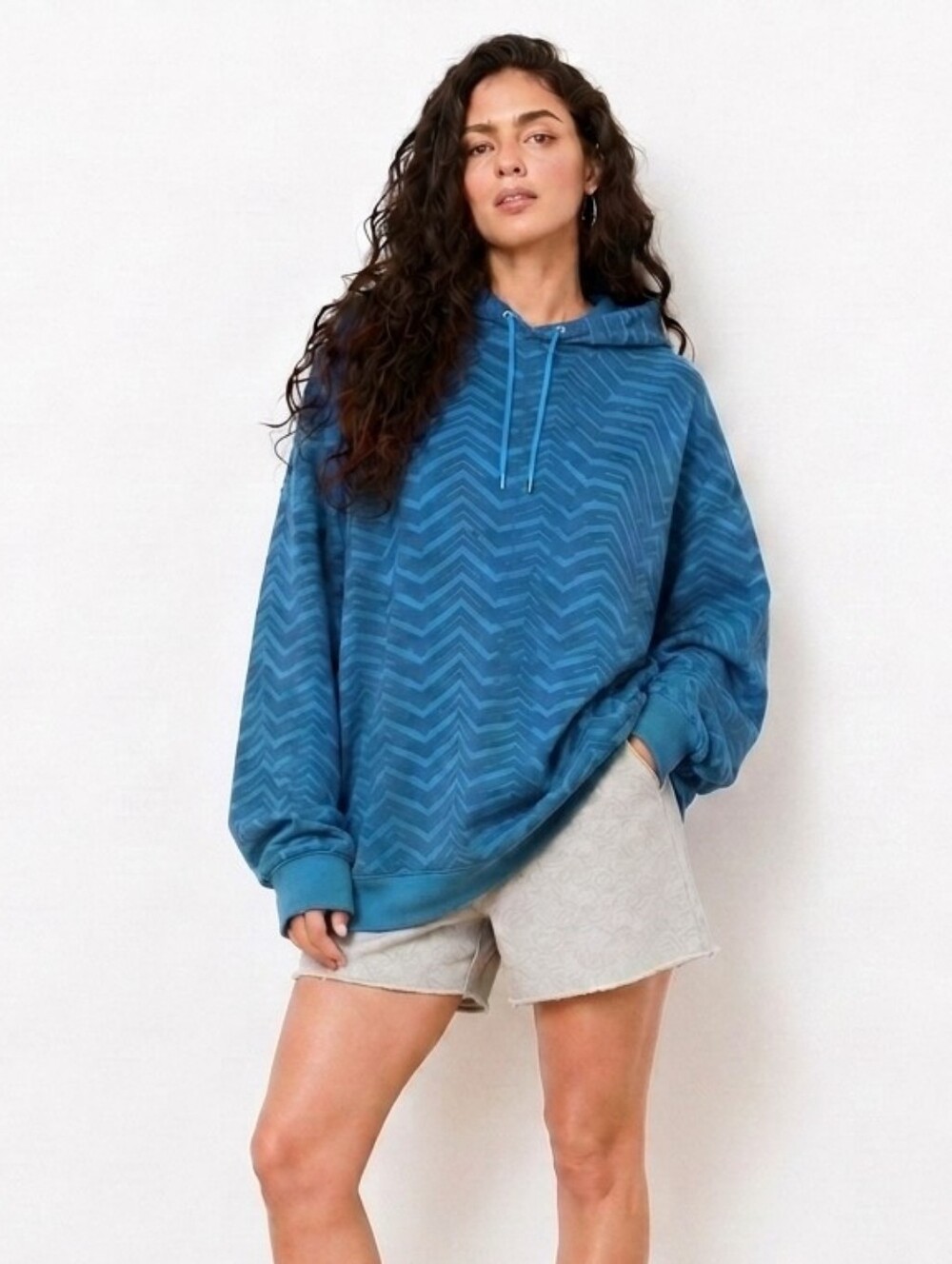 Xersion Unisex Chevron Hoodie XL Oversized Y2K Streetwear Pullover